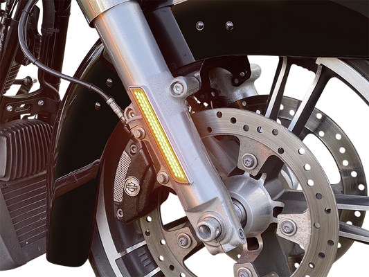 Custom Dynamics Chrome LED Front Fork Leg Reflector Lights 2014-2025 Harley