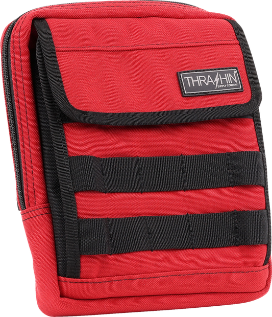 Thrashin Supply Red Motorcycle Handlebar Storage Bag Slim for Harley THB-0034
