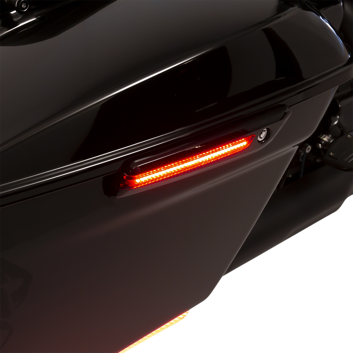 Ciro Black Red LED Saddlebag Hinge Latch Covers 2014-2024 Harley Touring Models