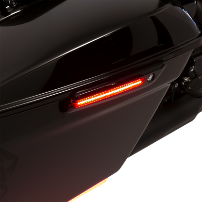 Ciro Black Red LED Saddlebag Hinge Latch Covers 2014-2024 Harley Touring Models