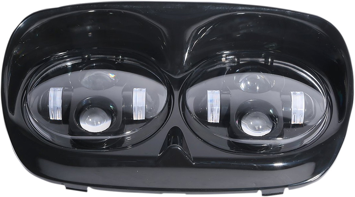 Rivco Black LED Dual Headlight 1998-2013 Harley Road Glide FLTR FLTRX FLTRU