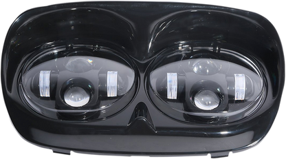 Rivco Black LED Dual Headlight 1998-2013 Harley Road Glide FLTR FLTRX FLTRU