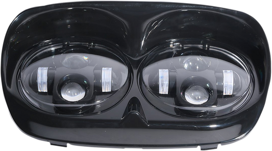 Rivco Black LED Dual Headlight 1998-2013 Harley Road Glide FLTR FLTRX FLTRU