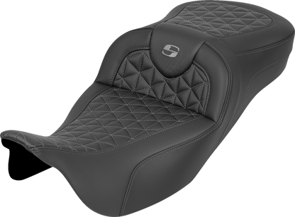 Saddlemen Roadsofa Gray Tri Gripper Extended Seat for 2008-2024 Harley Touring