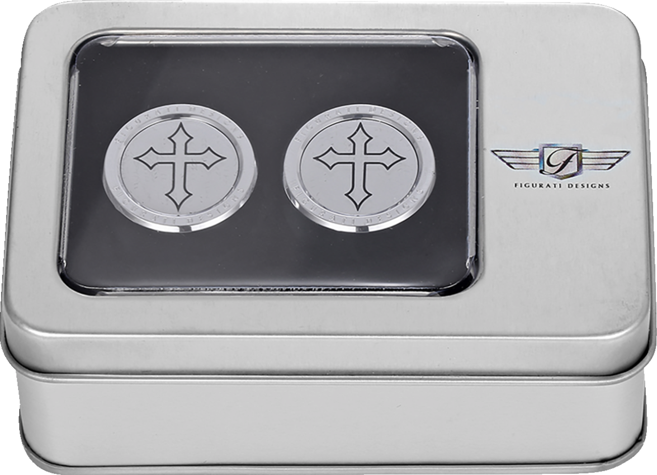 Figurati Designs Cross Steel Medium Magnetic Docking Hardware Covers for Harley