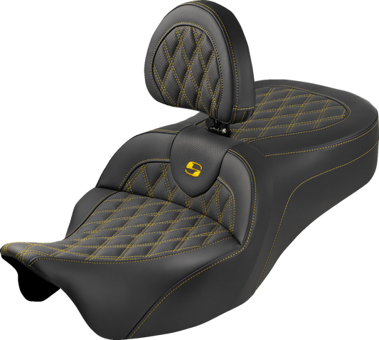 Saddlemen Roadsofa King Gold Lattice Seat & Backrest for 2008-25 Harley Touring