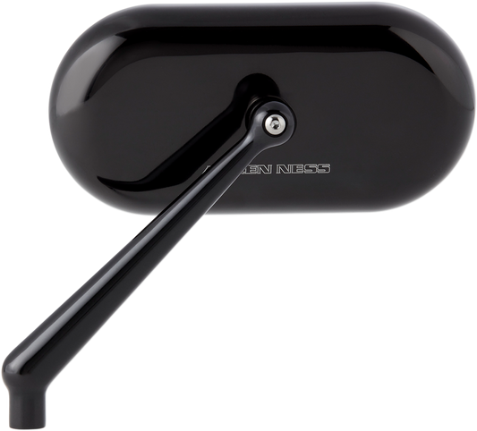 Arlen Ness Gloss Black Single Oval Left Hand Screw in Motorcycle Mirror Harley