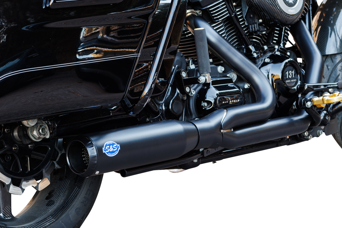 S&S Cycle 2-into-1 Qualifier Black Exhaust System for 2017-2023 Harley Touring