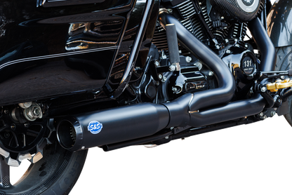 S&S Cycle 2-into-1 Qualifier Black Exhaust System for 2017-2023 Harley Touring