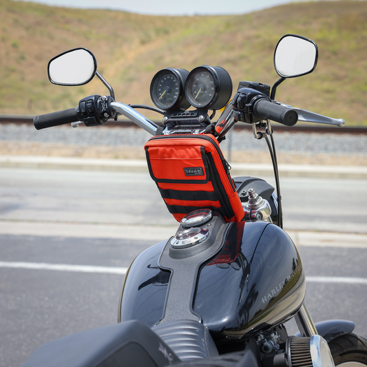 Thrashin Supply Orange Motorcycle Handlebar Storage Bag Slim for Harley THB-0035
