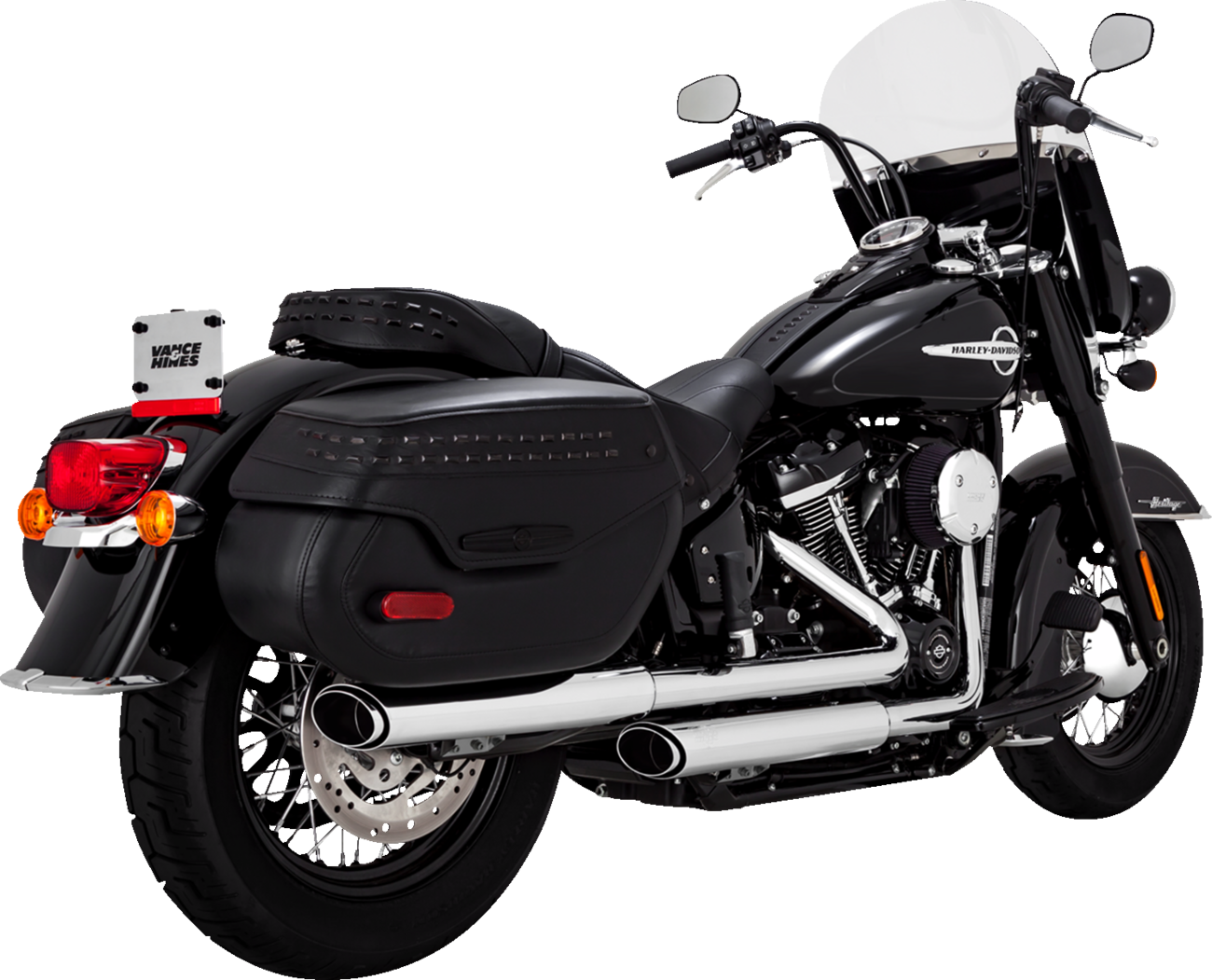 Vance & Hines Twin Slash 3" PCX Chrome Mufflers for 2018-24 Harley Softail FLHC