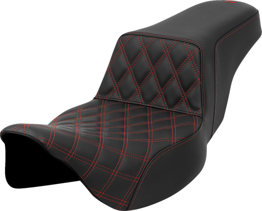 Saddlemen Step Up Red Lattice Extended Gel Seat fits 2008-2024 Harley Touring