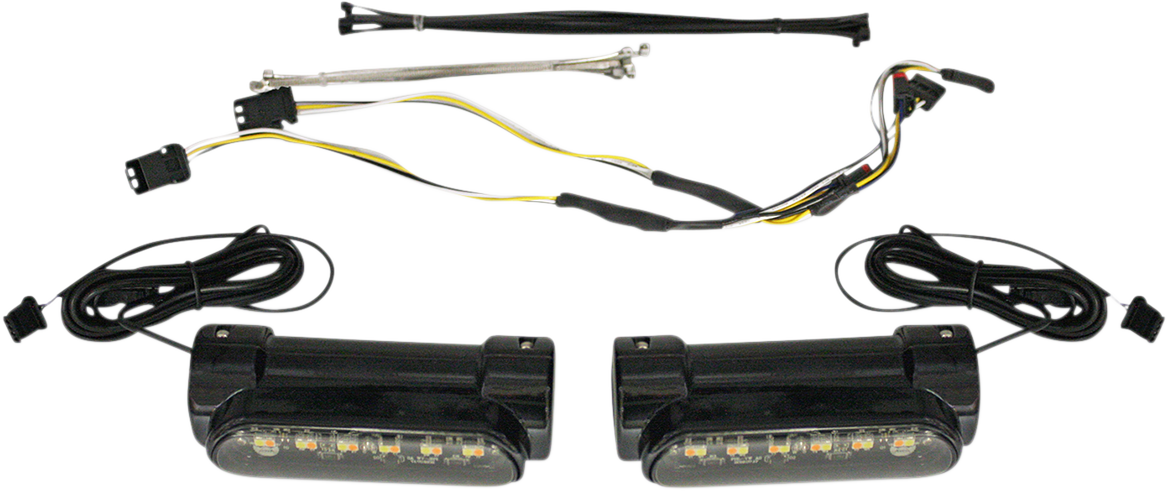 Custom Dynamics Run/Turn Black Engine Guard LED Lights 2014-2022 Harley Touring