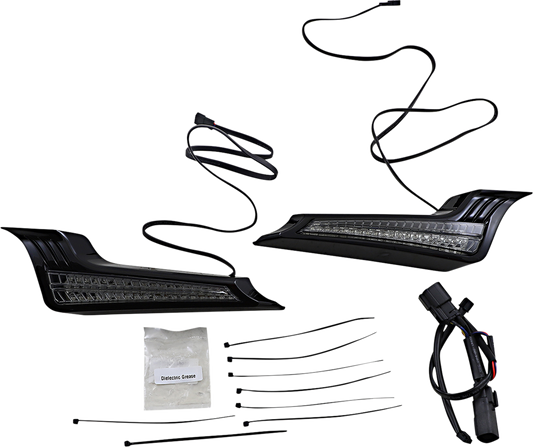 Ciro Black Saddlebag Red LED Filler Panel Lights fits 2014-2020 Harley Touring