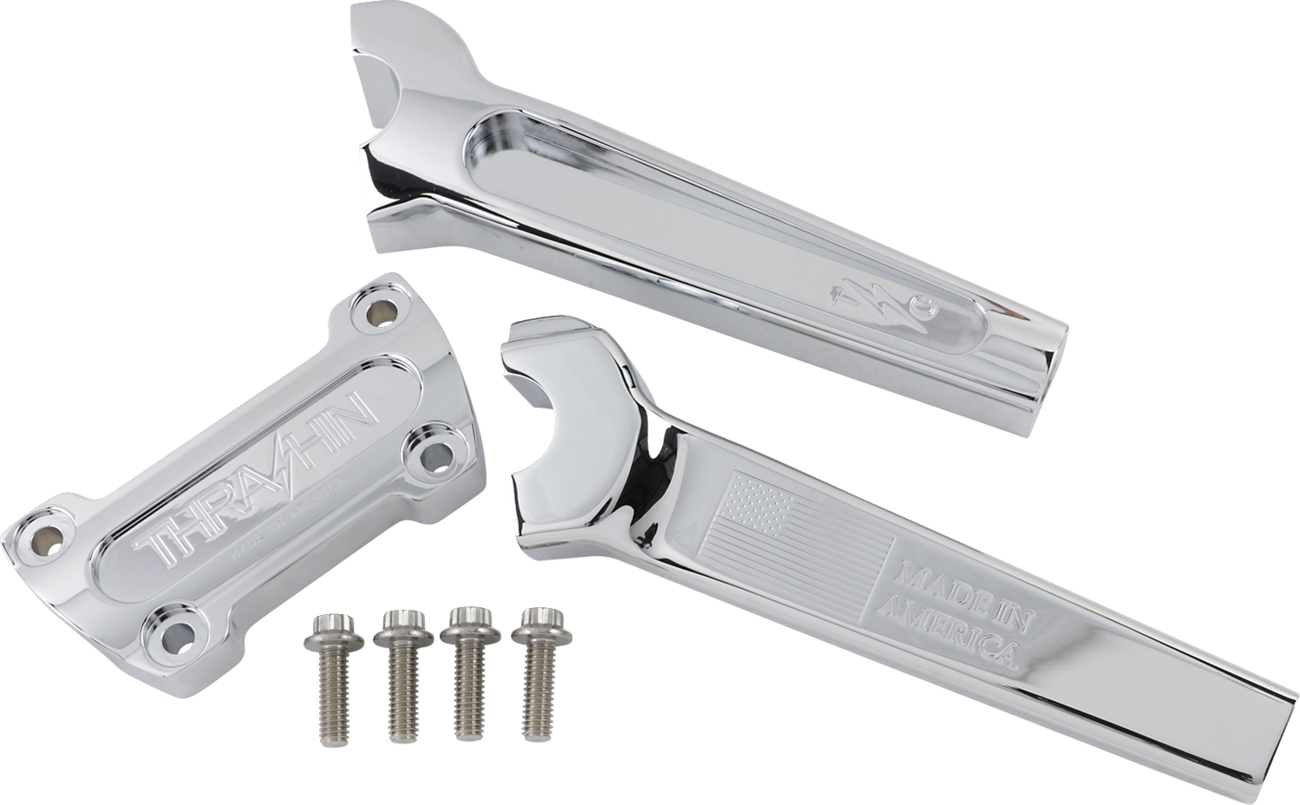 Thrashin Supply Chrome 8" Straight Motorcycle Handlebar Riser Kit for Harley