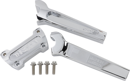 Thrashin Supply Chrome 8" Straight Motorcycle Handlebar Riser Kit for Harley