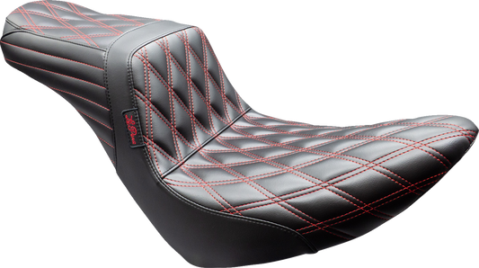 Le Pera Tailwhip Red Diamond Stitch Seat fits 2018-2025 Harley Softail FXLR FLSB