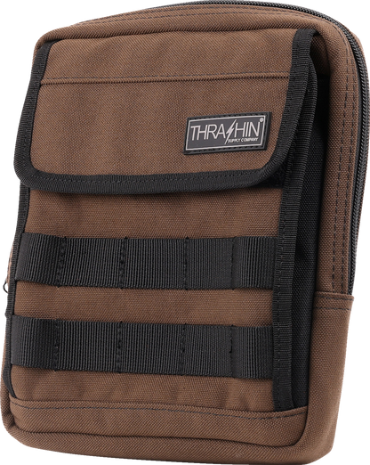 Thrashin Supply Brown Motorcycle Handlebar Storage Bag Slim for Harley THB-0032