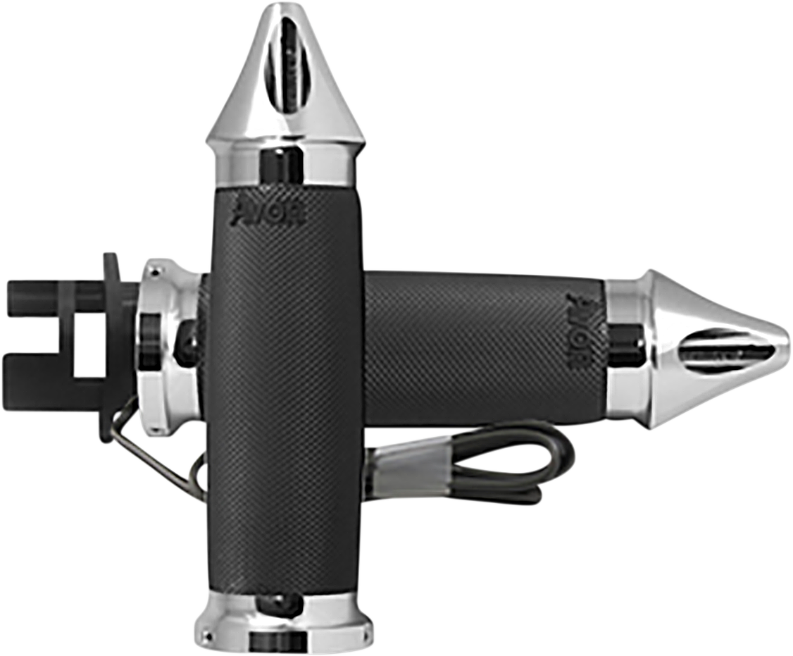 Avon Chrome Custom Contour Spike Heated Motorcycle Grips 14-17 Indian Chieftain
