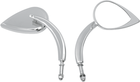 Drag Specialties Chrome Teardrop Screw in Side View Motorcycle Mirror Set