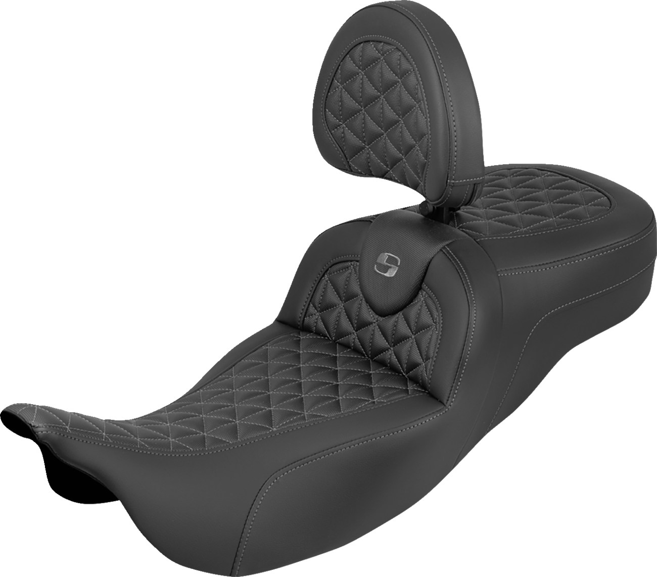 Saddlemen Roadsofa Gray Tri Grip Extended Seat Backrest for 08-24 Harley Touring