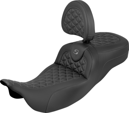 Saddlemen Roadsofa Gray Tri Grip Extended Seat Backrest for 08-24 Harley Touring