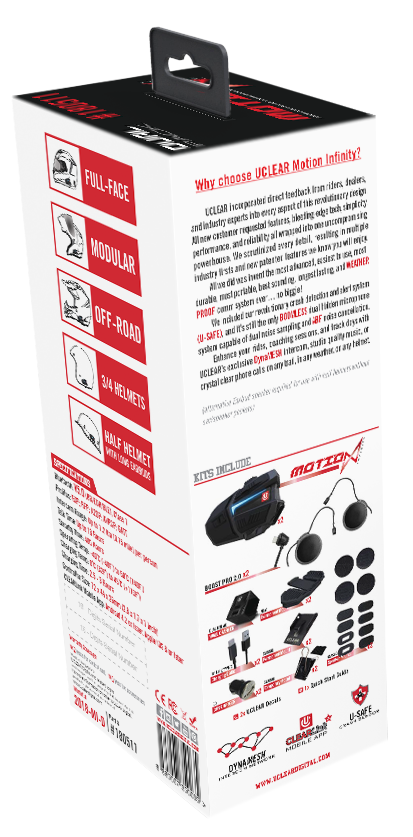 Uclear Motion Infinity Dual Bluetooth Motorcycle Fullface Helmet Communicator