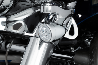 Ciro Fang Chrome Front Turn Signal Inserts 2016-2022 Harley Touring Softail CVO