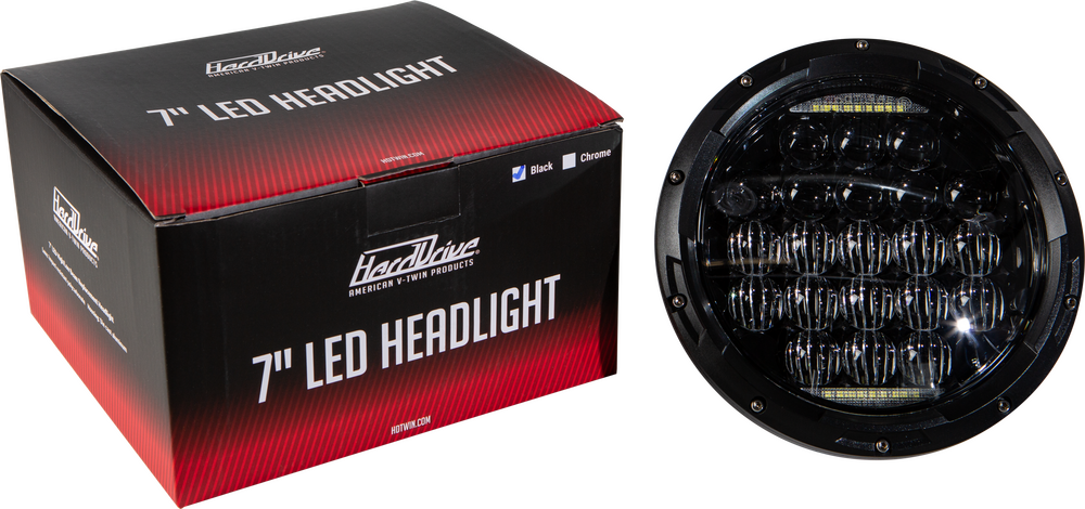 Harddrive 7" Black 90W Universal LED Motorcycle Headlight for Harley Davidson