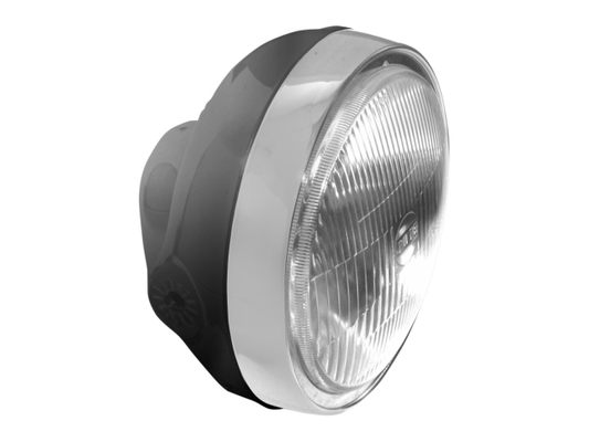 Emgo 60/55 Watt Black Chrome Side Mount 7" Universal Motorcycle Headlight