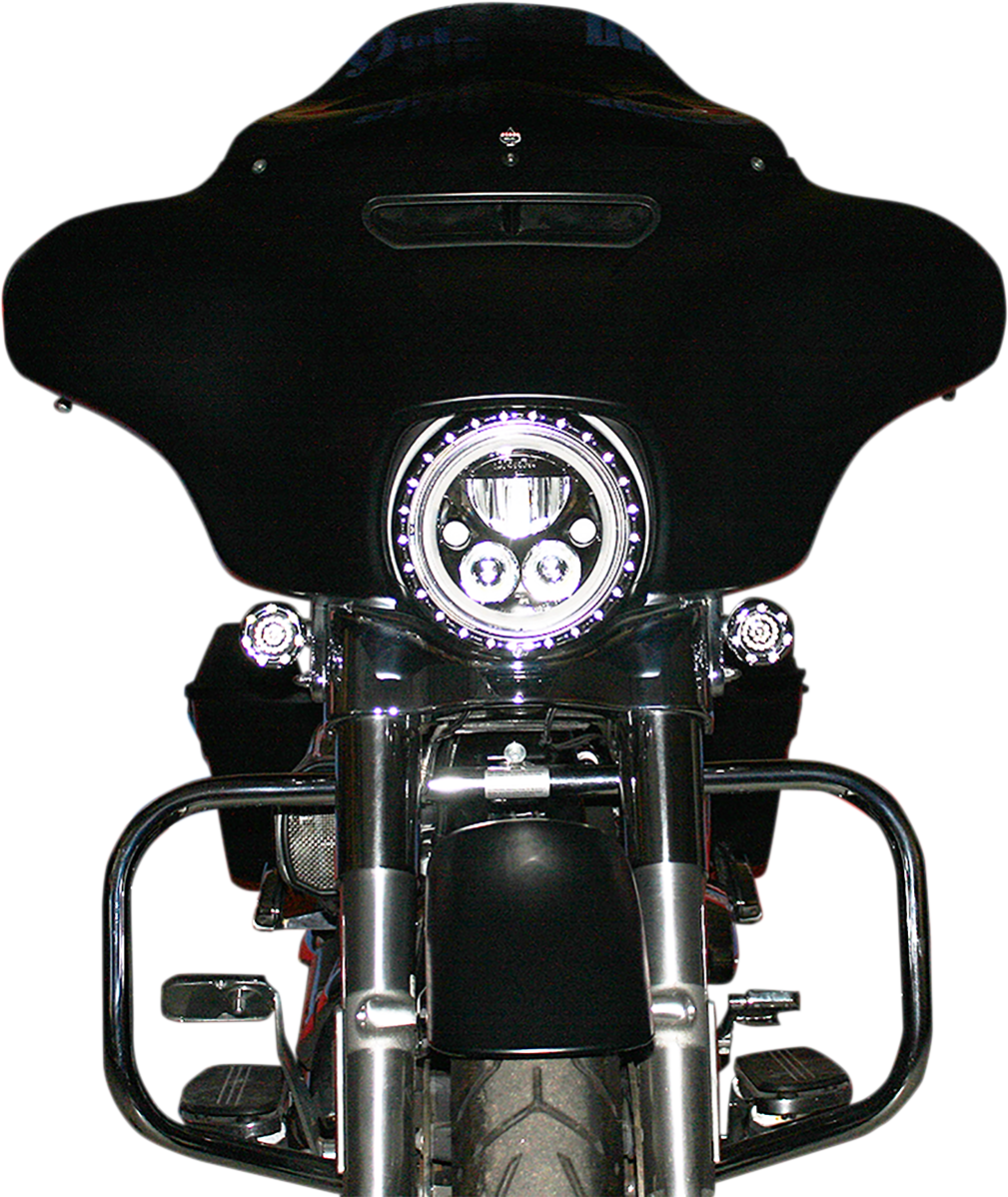 Custom Dynamics Black 7" LED Halo Headlight Trim Ring 2006-2013 Harley Touring