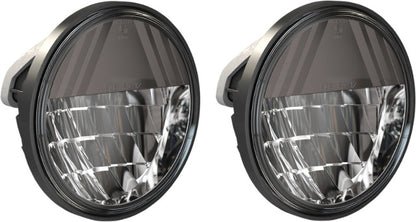 Drag Specialties Black 4.5" White LED Front Spotlight Passing Lamps for Harley