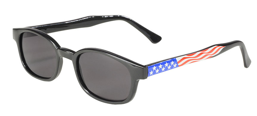 KD's Original 1 Pair  Flag Frame Smoke Lens Old School Biker Sunglasses 20050