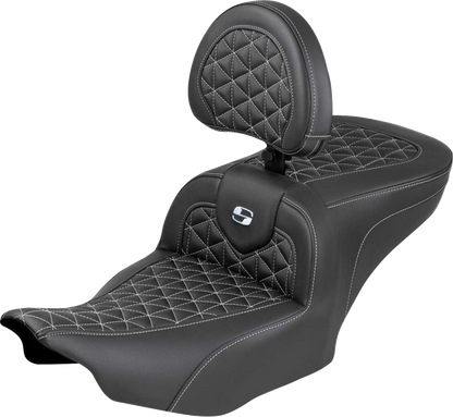 Saddlemen Roadsofa Silver Tri Gripper Seat & Backrest for 2023-25 Harley Touring