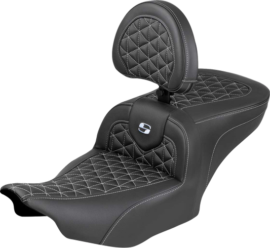 Saddlemen Roadsofa Silver Tri Gripper Seat & Backrest for 2023-25 Harley Touring