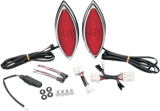 Russ Wernimont LED Cat Eye Taillight Turn Signal Kit for Harley Saddlebag