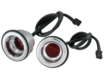 Alloy Art Shooter Chrome Red LED Rear Saddlebag Taillight Kit for Harley Touring