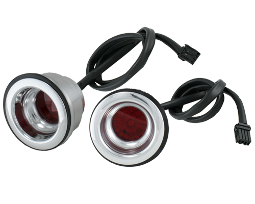Alloy Art Shooter Chrome Red LED Rear Saddlebag Taillight Kit for Harley Touring