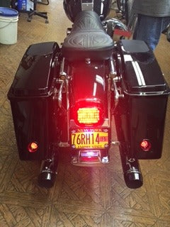 Alloy Art Shooter Black Red LED Rear Saddlebag Taillight Kit for Harley Touring