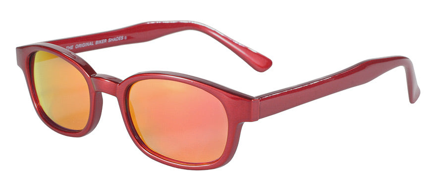 KD's Original 1 Pair Metallic Red Mirror Lens Old School Biker Sunglasses 20124