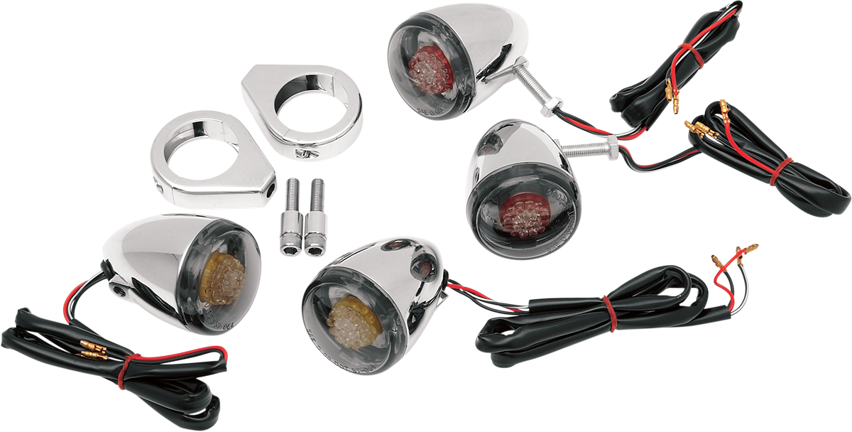 Drag Specialties Smoked Lens Deuce Style LED Turn Signal Kit for Harley 41mm