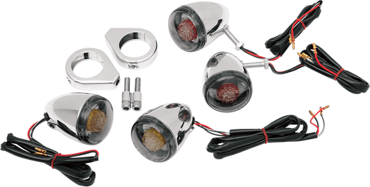 Drag Specialties Smoked Lens Deuce Style LED Turn Signal Kit for Harley 41mm