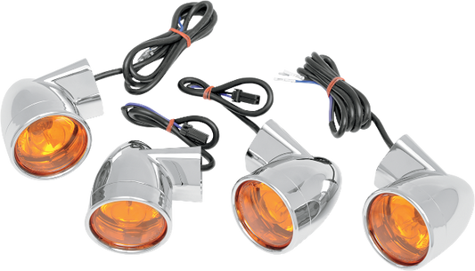 Drag Specialties 1157 4 Pack Bullet Chrome Amber Lens Turn Signal Kit Harley