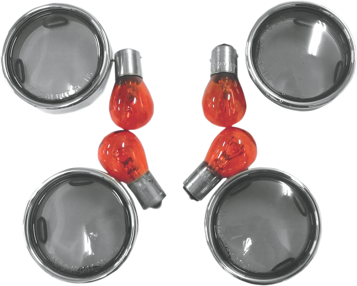 Drag Specialties 4 Smoke Bullet Deuce Turn Signal Smoke Lens Trim Kit Harley