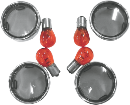 Drag Specialties 4 Smoke Bullet Deuce Turn Signal Smoke Lens Trim Kit Harley