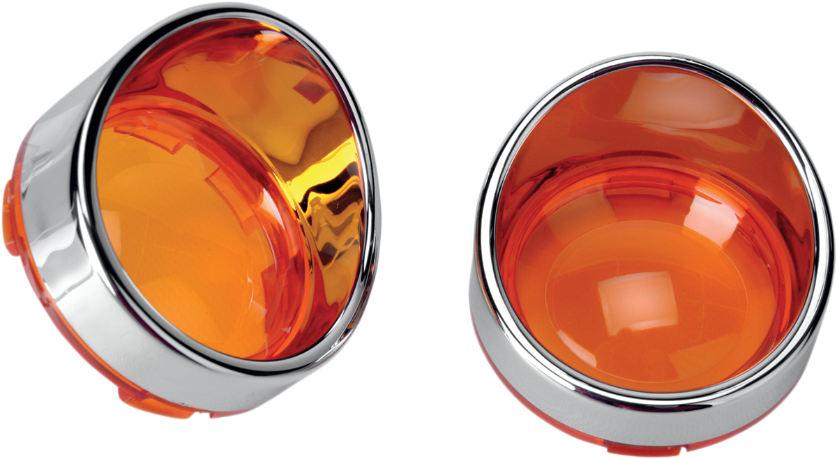Drag Specialties Pair Bulle Chrome Visor Turn Signal Lens Kit Harley Davidson