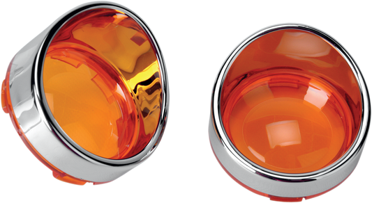 Drag Specialties Pair Bulle Chrome Visor Turn Signal Lens Kit Harley Davidson