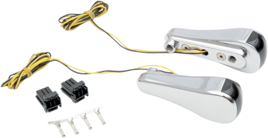 Alloy Art Chrome Tear Drop LED Front Turn Signals for 1998-13 Harley Road Glide