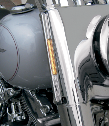 Alloy Art Chrome Front Amber LED Turn Signals fits 90-17 Harley Davidson Fatboy