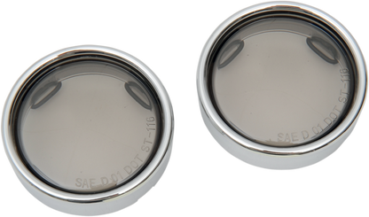 Drag Specialties Pair Chrome Bullet Smoked Trim Ring Lens Kit for Harley